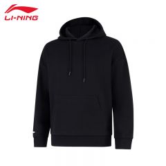 李宁（LI-NING） 柔软舒适保暖中性款套头连帽卫衣AWDUD09-1黑色XL