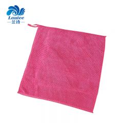 兰诗（LAUTEE） 清洁方巾挂钩超细纤维毛巾清洁手帕粉红色30*30cm10条装 DA1080