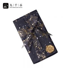 九千谷  包装纸鲜花束打包纸情人节日礼品纸 璀璨云龙夜黑色带打底纸3438