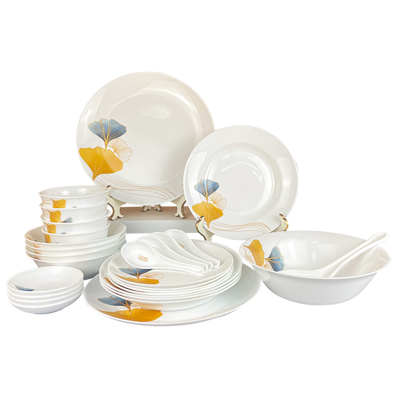 康宁（Corelle Brands）  康宁冰萃玲珑 金银杏餐具28件套  CB-BSYX28/KZ/LS