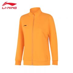 李宁（LI-NING） 柔软舒适保暖女款开衫无帽卫衣AWDUA76-6桔黄色S码