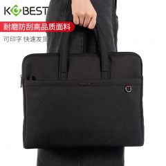 康百 F6866商务手提公文包 男士休闲事务包 出差办公外勤资料收纳包 B4大容量定制会议包 可印字 黑色（尺寸：380*300*60MM）