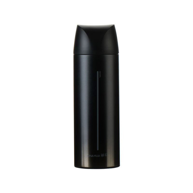茶花（CHAHUA）瑞派保温杯便携男女简约不锈钢水杯茶杯380ml  典雅黑 053013