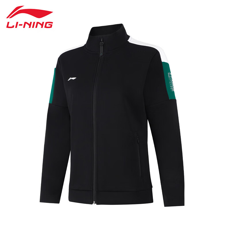 李宁（LI-NING） 柔软舒适保暖女款开衫无帽卫衣AWDUA82-2黑色M
