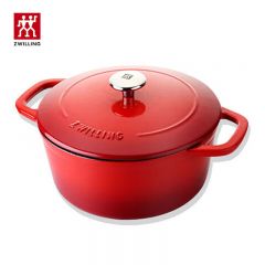 双立人（ZWILLING） 珐琅铸铁锅锅具炖锅汤锅蒸锅红黑家用珐琅锅炖菜煲汤 红色-20cm