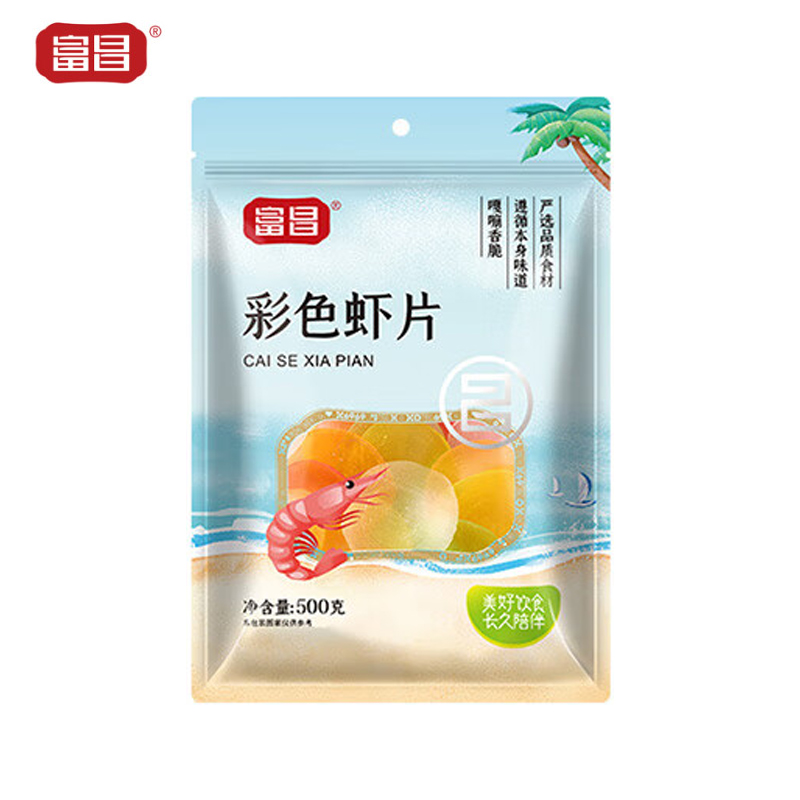 富昌 虾片500g 休闲零食 油炸虾片 膨化食品 海鲜海产干货 龙虾片
