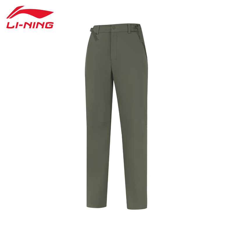李宁（LI-NING） 舒适保暖女款运动长裤AYKU784-3军帆绿3XL