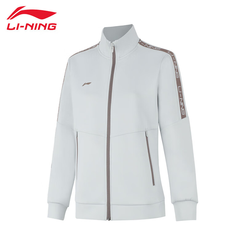 李宁（LI-NING） 柔软舒适保暖女款开衫无帽卫衣AWDUA80-6水滴灰L