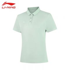 李宁（LI-NING） APLV496-2女士舒适透气短袖POLO衫亲肤透气上衣羊脂绿M码