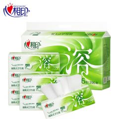 心相印 BDT1066厕所抽取式卫生纸5层66抽*6包纸巾大规格柔厚速溶