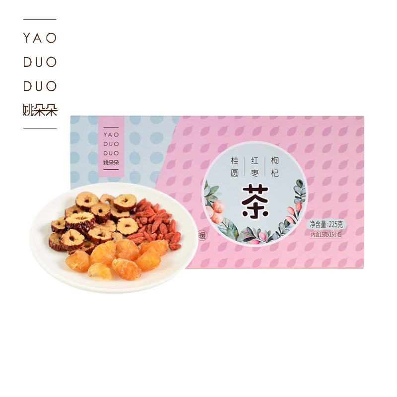 姚朵朵 桂圆红枣枸杞茶225g/盒 养生茶人参玫瑰红枣桂圆枸杞茶 补气养血茶