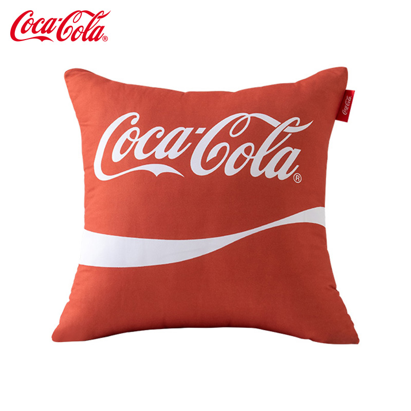 可口可乐 cocacola2000红复古简约多功能印花水晶绒抱枕  单只装(BM-LW0027-01) 45*45cm