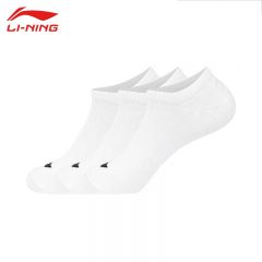 李宁（LI-NING） AWSU249-1男女同款运动隐形袜透气排汗三双装白/白/白M码