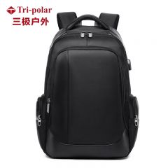 三极户外（Tri-polar） TP2049男士商务电脑包学生书包休闲USB耐磨商务电脑旅行包黑色