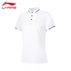 李宁（LI-NING） APLU206-1女士运动时尚舒适透气女款短袖POLP衫标准白L码
