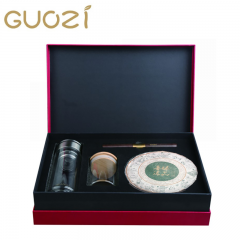 果兹 臻品茶礼套装泡茶套装玻璃杯+玻璃茶罐+普洱茶+ 茶刀GZ-S66一套