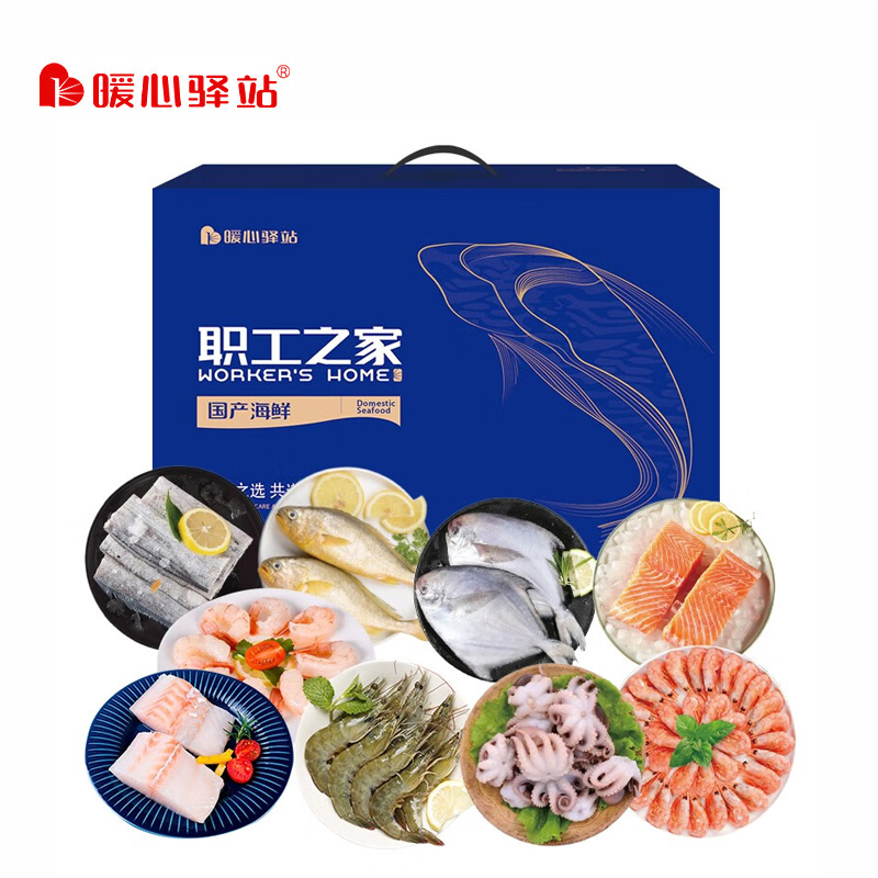 暖心驿站 海鲜礼盒烹饪H款4800g 生鲜礼盒冷冻生鲜礼包水产海鲜组合节日送礼品职工福利年货送父母送家人