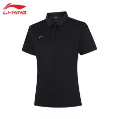 李宁（LI-NING） APLV496-4女士舒适透气短袖POLO衫亲肤上衣黑色M码