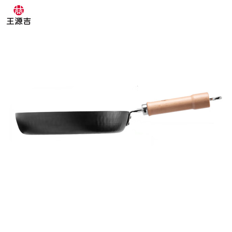 王源吉 24cm手工锻打煎盘不粘锅平底锅煎锅24cm煎蛋神器牛排锅条纹灶具通用手锻煎盘