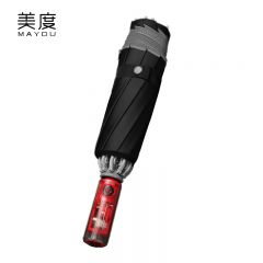 美度（MAYDU） M3027安全式反向雨伞全自动折叠晴雨伞三折防风雨伞男女学生伞黑色
