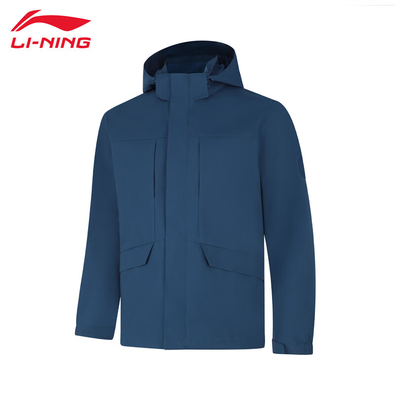 李宁（LI-NING） 防风保暖男款运动风衣AFDUA07-3海魂蓝M