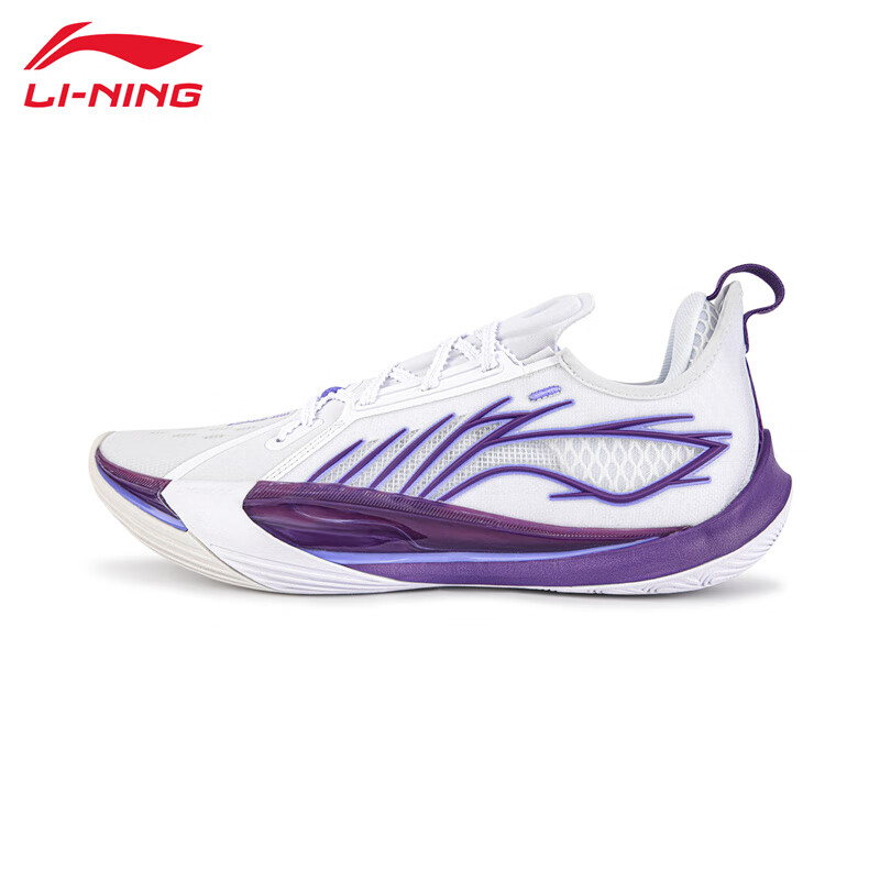 李宁（LI-NING） ABAV025-7男士篮球舒适透气专业比赛鞋标准白/矿紫色40码