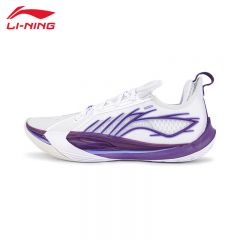 李宁（LI-NING） ABAV025-7男士篮球舒适透气专业比赛鞋标准白/矿紫色41码