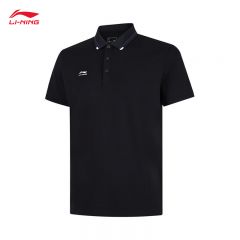 李宁（LI-NING） APLV063-2男士舒适透气短袖POLO亲肤上衣黑色L码