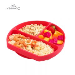英氏（YEEHOO） C10C尖尖荷硅胶分格餐盘梅花红