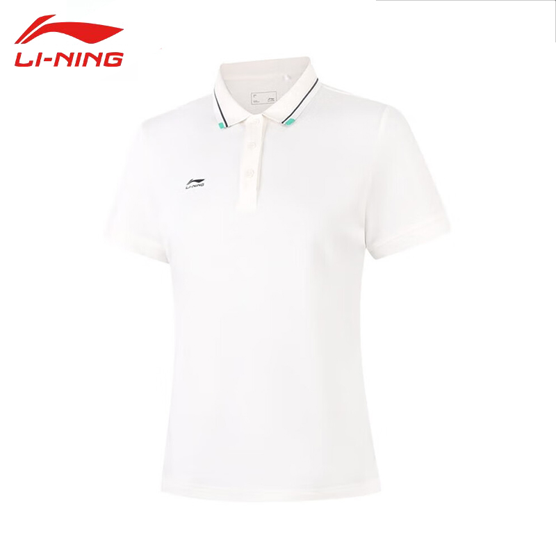 李宁（LI-NING） APLV060-1女士舒适透气短袖亲肤吸汗上衣POLO乳白色XL码