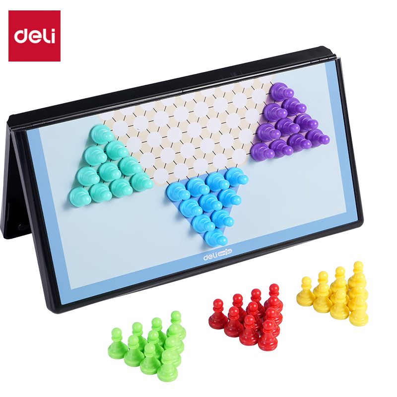 得力（deli） YW110-T 跳棋套装便携式折叠棋盘儿童学生磁石跳棋游礼物
