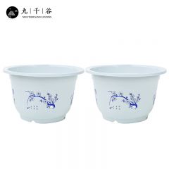 九千谷 塑料花盆大号2个装 花卉绿植绿萝兰花月季玫瑰圆形加厚塑料种植盆 梅兰竹菊款外径34cm3811