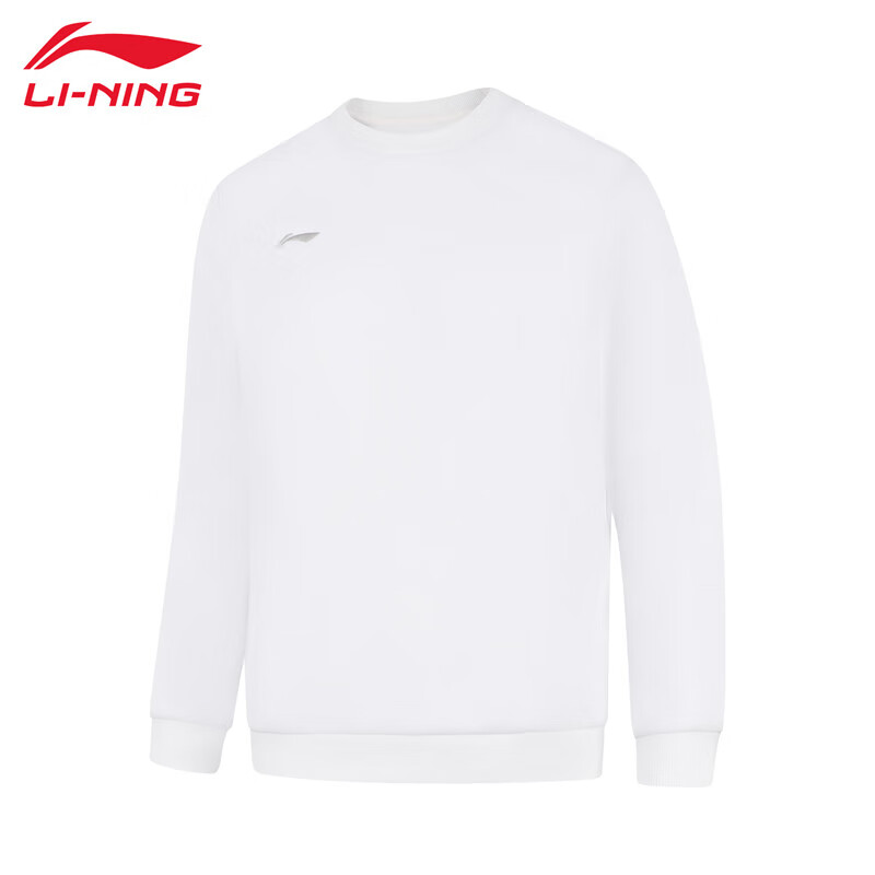 李宁（LI-NING） 柔软舒适保暖男款套头无帽卫衣AWDUB25-7标准白XL