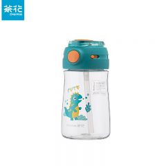 茶花（CHAHUA）儿童吸管杯绿色420ml36100硅胶奶嘴瓶身奶瓶级材质
