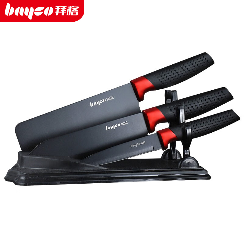 拜格（BAYCO） BD3263刀具套装厨师刀家用菜刀料理刀水果刀刀座4件套厨具套装