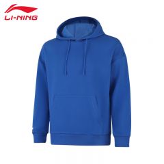 李宁（LI-NING） 柔软舒适保暖中性款套头连帽卫衣AWDUD09-4彩蓝色XXL
