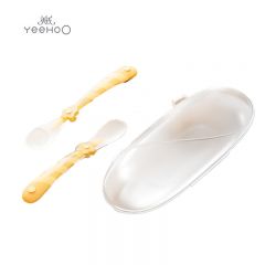 英氏（YEEHOO） C77B星辰花婴儿硅胶勺枫叶黄