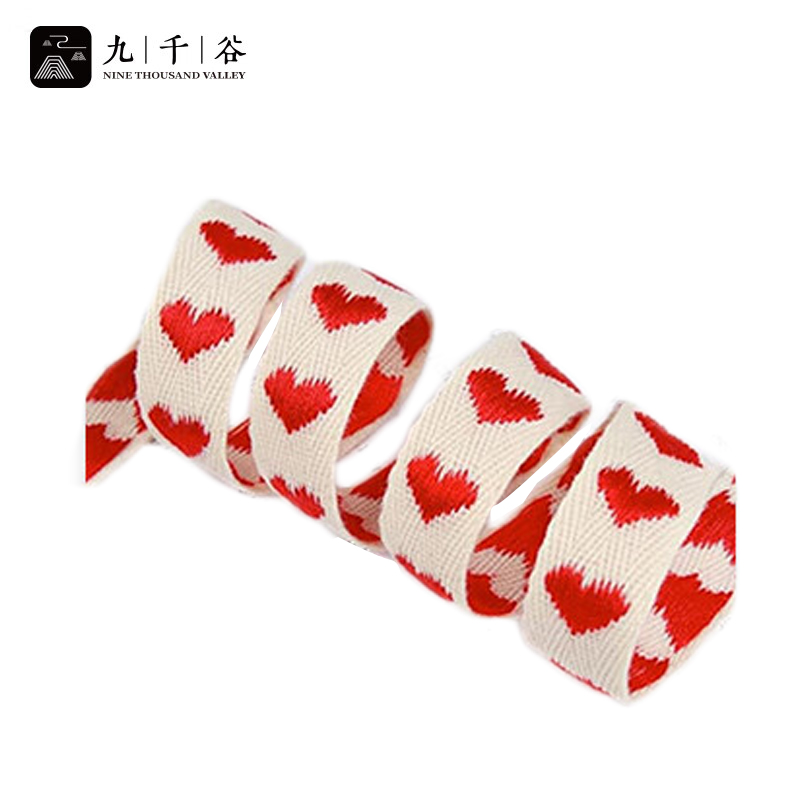 九千谷 丝带包装带七夕情人节日礼物礼品盒装饰绑带深红爱心1.6cm*9m2134