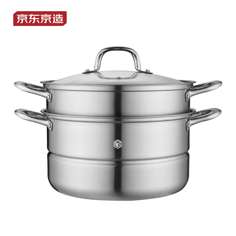 京东京造  两层多用蒸锅 双层大容量不锈钢汤锅 蒸锅家用28CM外径JM-CZ2306005