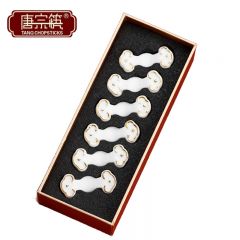 唐宗筷 陶瓷筷架筷托家用日式餐桌公筷架托酒店用筷枕羊脂玉6个装 C5070