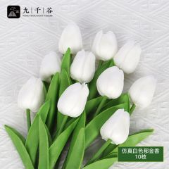 九千谷 郁金香仿真花 假花塑料绢花装饰花束插花装饰花卉白色10支 2530