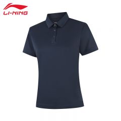 李宁（LI-NING） APLV488-3女士舒适透气短袖修身剪裁时尚POLO上衣外太空蓝2XL码
