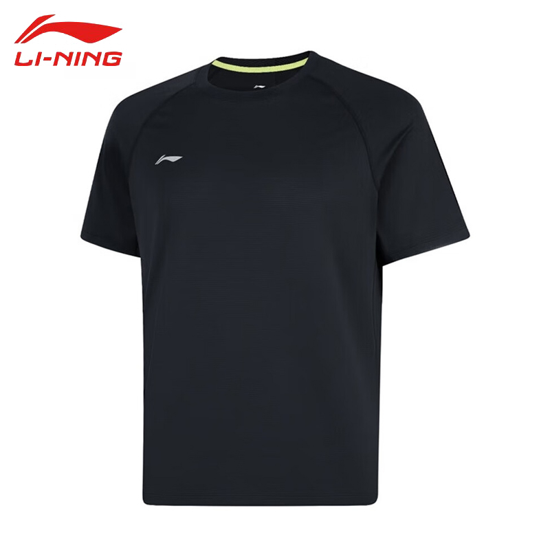 李宁（LI-NING） ATSV437-1男士舒适透气短袖吸汗亲肤上衣黑色2XL码