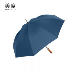 美度（MAYDU） M6008长柄自动开超大实木手柄伞大号加固直杆防风长柄晴雨伞蓝色
