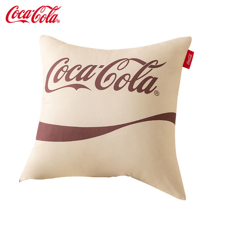可口可乐 cocacola2000黄复古简约多功能印花水晶绒抱枕  单只装(BM-LW0027-04) 45*45cm