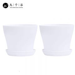 九千谷 花盆敞口径特大号2个装 塑料加厚加深简约创意花卉绿植盆栽种植盆树脂花盆 敞口白色带托盘3880