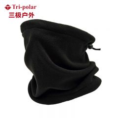 三极户外（Tri-Polar） TP6386多抓绒围脖摇粒绒头巾帽钓鱼帽子户外围巾脖套加厚保暖头套黑色