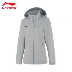 李宁（LI-NING） 防风保暖女款运动风衣AFDUA18-9月表灰3XL