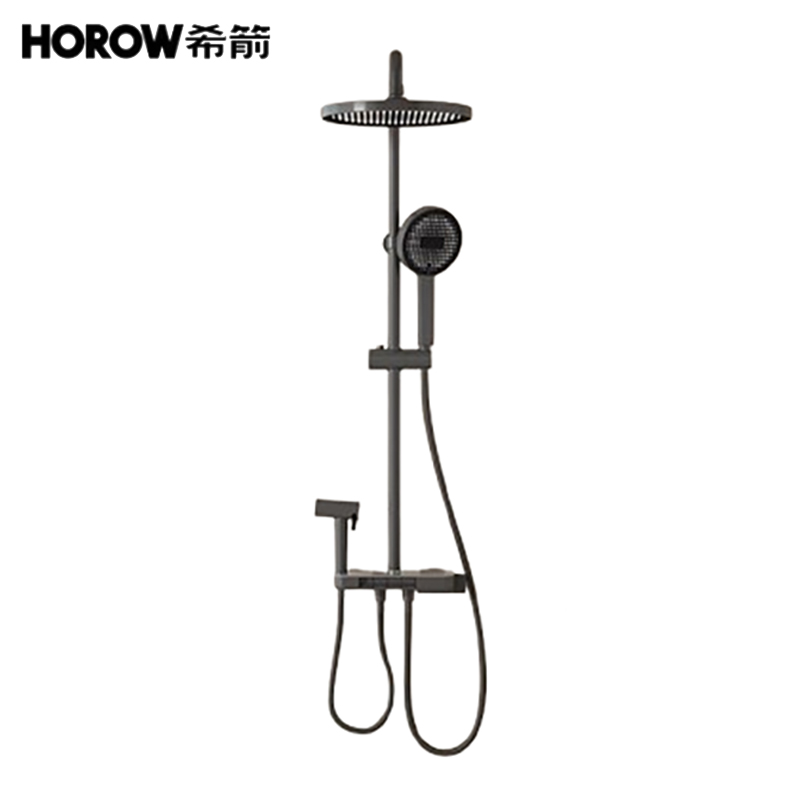 希箭 HZWT-0419D-T 钢琴按键大顶喷双模喷枪四功能花洒套装 枪灰