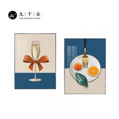 九千谷 餐厅装饰画现代轻奢卧室沙发客厅背景墙遮挡壁画挂画晶钻画50*70cm*2晶瓷镶钻画黑框8762